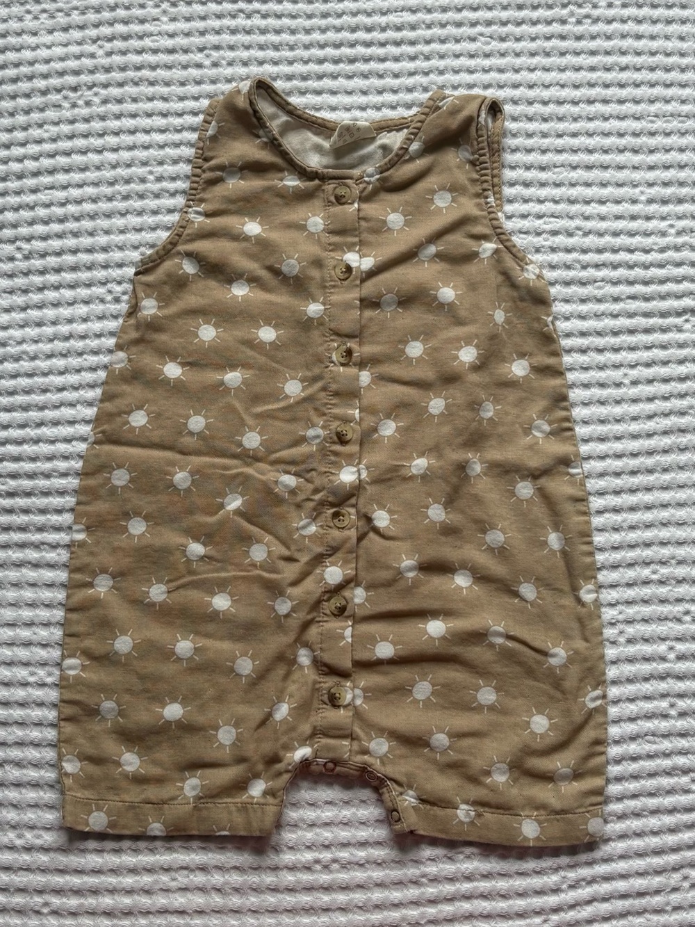 SIIX Collection Sand Sun Organic Bay Jumpsuit Tan Beige Sunshine Print - Size 2T
